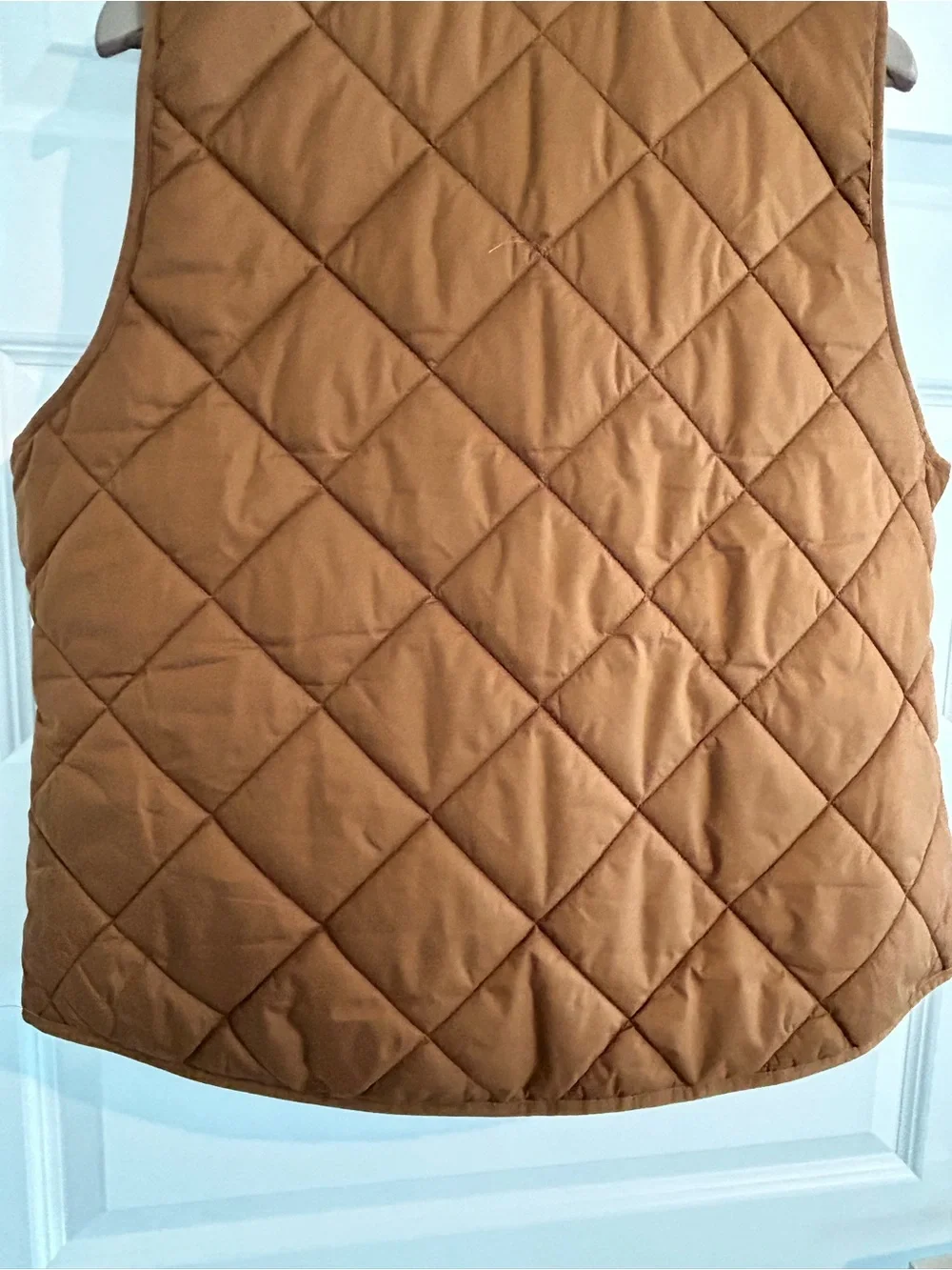 J Crew Quilted Vest Chestnut Brown with Gold Accents Size XL